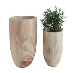 Hello Honey&reg; Rounded Paulownia Wood Pots Set
