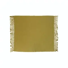 Hello Honey&reg; Olive Green Woven Cotton Throw with Crochet Fringe