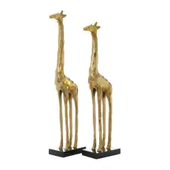 27" Gold Aluminum Giraffe Sculpture Set