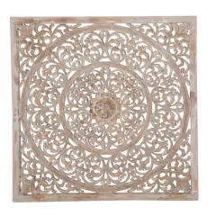 36" Brown Floral Radial Wood Wall D&eacute;cor