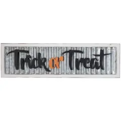 27.5" Silver "Trick or Treat" Halloween Wood Wall Sign