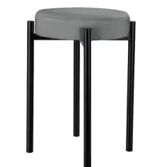 Home Details 18" Velour Vanity Stool Gray
