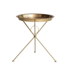 Hello Honey&reg; 21" Brass Finish Art Deco Metal Folding Tray Table