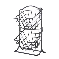 SunnyPoint Black 2-Tier Storage Basket