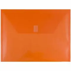 JAM Paper Booklet Plastic Envelopes with Hook & Loop Closure, 24ct. Orange