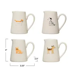 Hello Honey&reg; 3" Hand-Painted & Embossed Cat & Dog Ceramic Pitcher Mugs, 4ct.