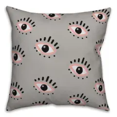 18" Looking Eyes Indoor/Outdoor Pillow Gray