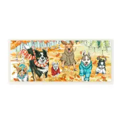 Stupell Industries Autumn Dog Park Animals Running Fall Leaves Wood Wall Plaque