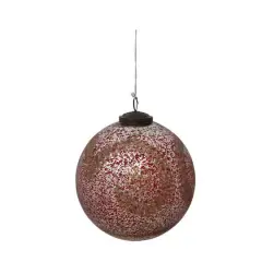 Hello Honey&reg; 5" Red Mercury Glass Ball Ornament with Gold Garland Design