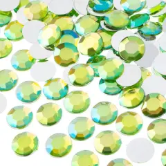 John Bead 12mm Acrylic Round Flat Back Rhinestones, 400ct. Peridot AB