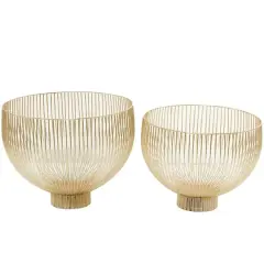 Gold Metal Caged Style Decorative Bowl Set