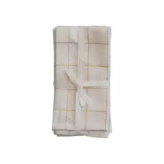 Hello Honey&reg; Cream Square Cotton Napkins with Grid Pattern Set