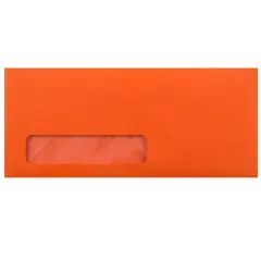 JAM Paper 4" x 9.5" Colored Business Window Envelopes, 50ct. Orange Recycled