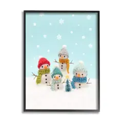 Stupell Industries Winter Snowmen Christmas Tree Framed Giclee Art Black