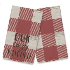 Our Cozy Kitchen Red Buffalo Check Tea Towel - Set of 2