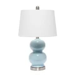 Lalia Home 21" Light Blue Dual Orb Table Lamp with Fabric Shade