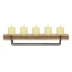 24" Brown Wood Natural Candlestick Holder