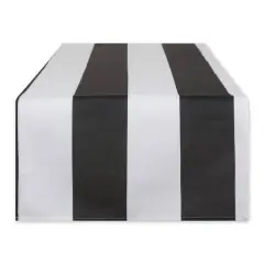 Black Cabana Stripe Print Outdoor Table Runner,, 14" x 72"