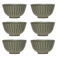 Hello Honey&reg; 4" Reactive Glaze Stoneware Pleated Bowl Set
