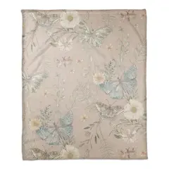 Butterflies Coral Fleece Blanket Blush