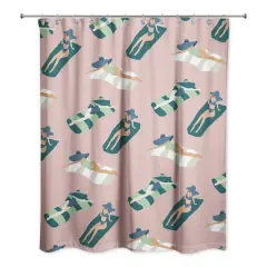 Pink Sun Bathers Pattern Shower Curtain