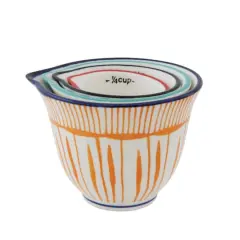 Hello Honey&reg; Hand Stamped Striped Stoneware Measuring Cup Set