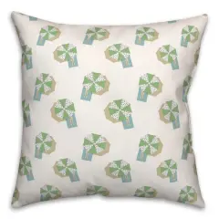 Umbrella Pattern Throw Pillow Green/White