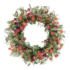 30" Orange, Purple & Peach Daisy Floral Spring Wreath