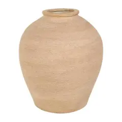 11" Beige Porcelain Wide Textured Vase