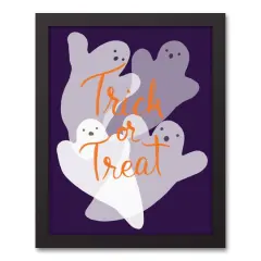 Trick or Treat Ghosts 12.73" x 15.73" Black Framed Canvas