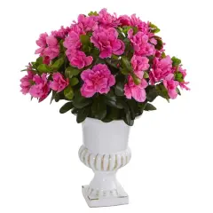 17" Azalea Artificial Plant in White Urn