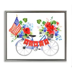 Stupell Industries Floral Americana Bicycle Floater Framed Art Gray