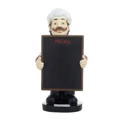 13" Polystone Chef with Black Chalkboard Sign
