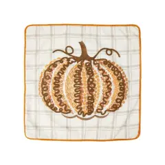 Glitzhome&reg; 18" Fall Embroidered Pumpkin Pillow Cover