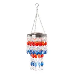 Glitzhome&reg; 19" Solar Lighted Hanging D&eacute;cor with Multicolored Jewel Beads