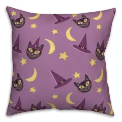 Cat & Witch Hat Throw Pillow