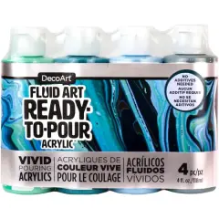 DecoArt&reg; Fluid Art Ready to Pour Acrylic&trade; Silver Seas Paint Pack
