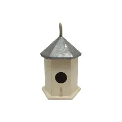 7" Unfinished Hexagon Plywood Birdhouse by Make Market&reg;