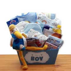 A Special Delivery Blue New Baby Gift Basket