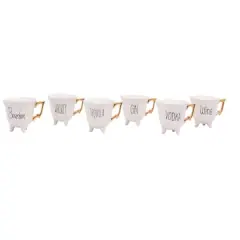 Hello Honey&reg; White Stoneware Liquor Mugs with Gold Electroplating Set