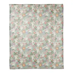 Pastel Bunny Floral Pattern 50" x 60" Coral Fleece Blanket