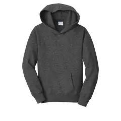 Port & Company&reg; Fan Favorite Youth Fleece Pullover Hooded Sweatshirt Dark Heather Grey