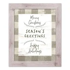 Taupe Buffalo Check Holiday Phrases Print in Western White Frame