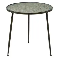 24" Black Vintage Metal Accent Table