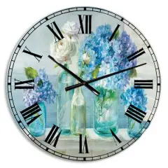 Designart 'Coastl Flowers Bouquets Coastal Wall Clock