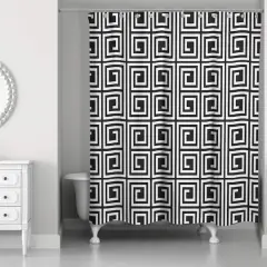 Square Maze Shower Curtain Black