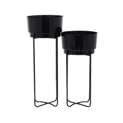 CosmoLiving by Cosmopolitan Contemporary Planter Stand Set Black