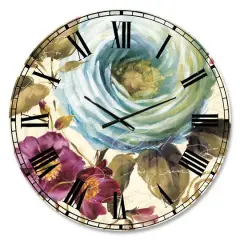 Designart 'Victorias Cream Flower Traditional Wall Clock