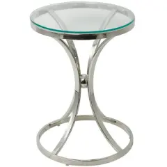 Silver Stainless Steel Contemporary Accent Table, 18" x 18" x 25"
