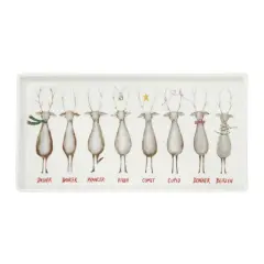 Hello Honey&reg; 12.75" Santa's Reindeer Rectangle Stoneware Serving Platter